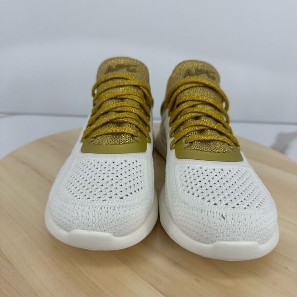 APL Womens 7.5 TechLoom Tracer Sneakers Gym Training Shoes Ivory / Metallic Gold - Picture 7 of 10